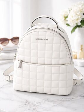 Michael Kors White Quilted Leather Backpack White NWT